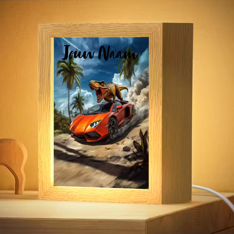 Nachtlampje met naam - Sportauto - Rood - Dino — 4