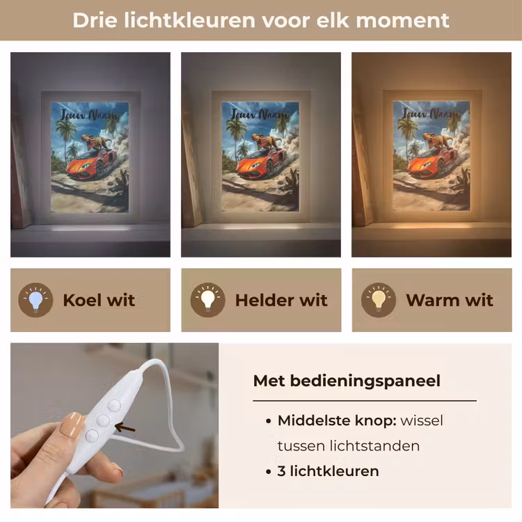 Nachtlampje met naam - Sportauto - Rood - Dino — 5