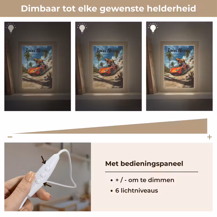 Nachtlampje met naam - Sportauto - Rood - Dino — 6