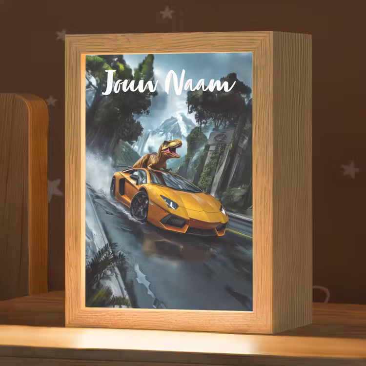 Nachtlampje met naam - T-Rex - Auto - Regenwoud — 1