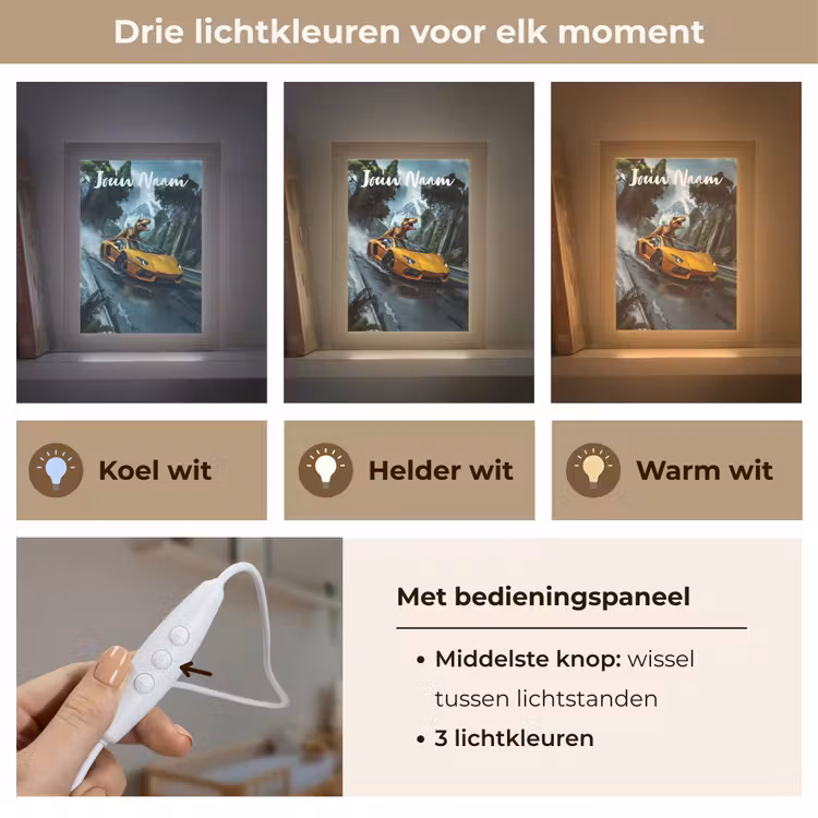Nachtlampje met naam - T-Rex - Auto - Regenwoud — 5