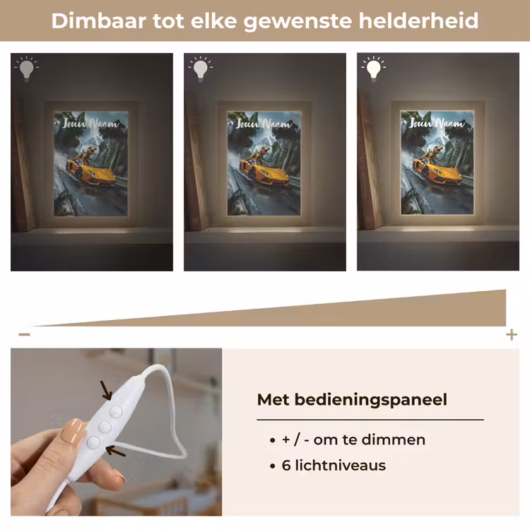 Nachtlampje met naam - T-Rex - Auto - Regenwoud — 6