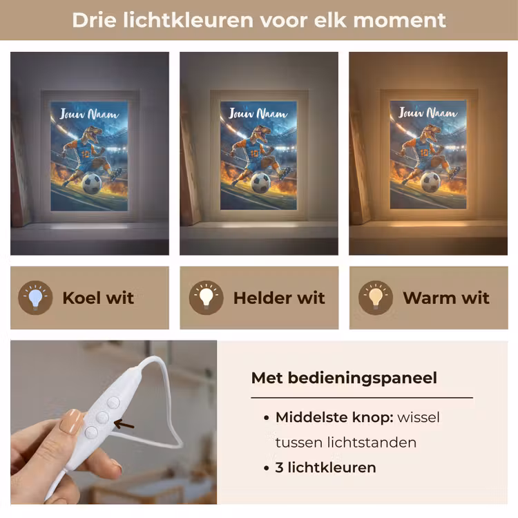 Nachtlampje met naam - T-Rex - Voetbal - Stadion — 5