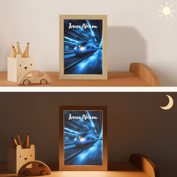 Nachtlampje met naam - Trein - Blauw - Neon — 7