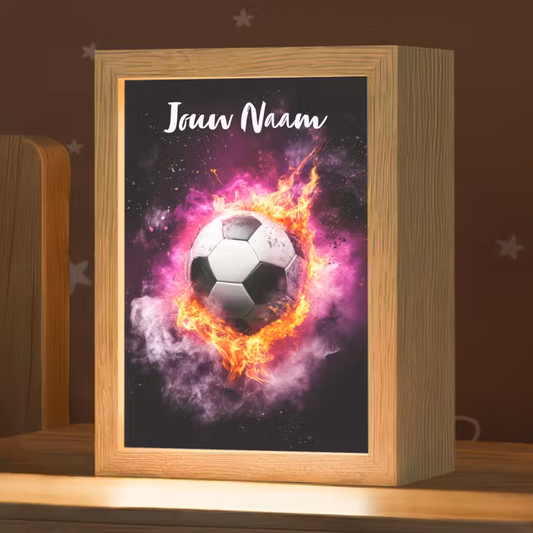 Nachtlampje met naam - Voetbal - Roze - Vuur — 1
