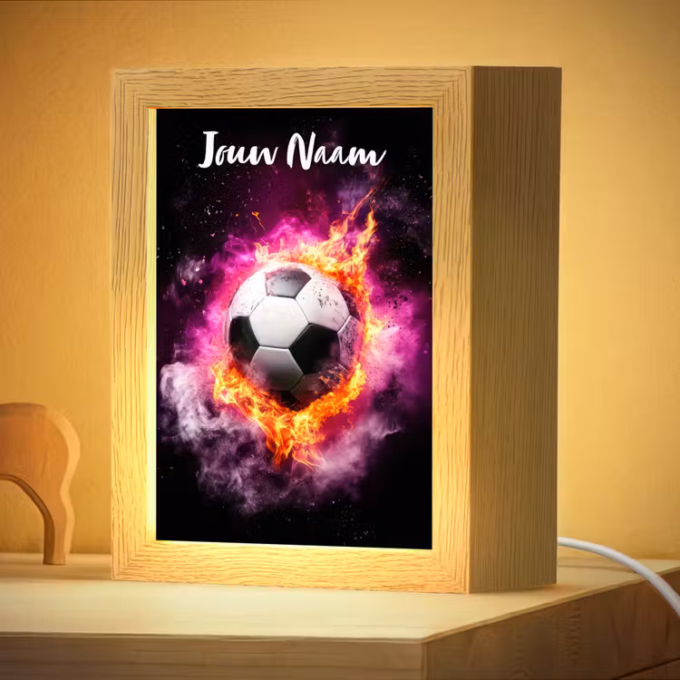 Nachtlampje met naam - Voetbal - Roze - Vuur — 4