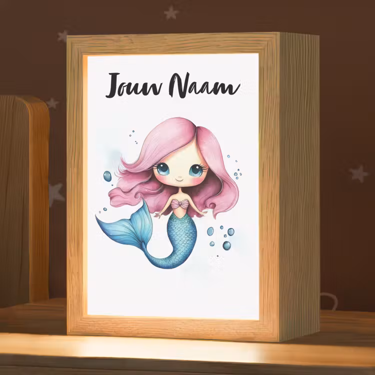 Nachtlampje met naam - Zeemeermin - Roze — 1