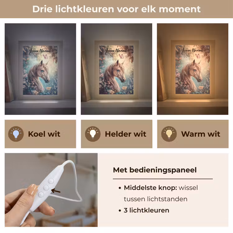 Nachtlampje met naam - Paard - Bloemen - Vlinders — 5