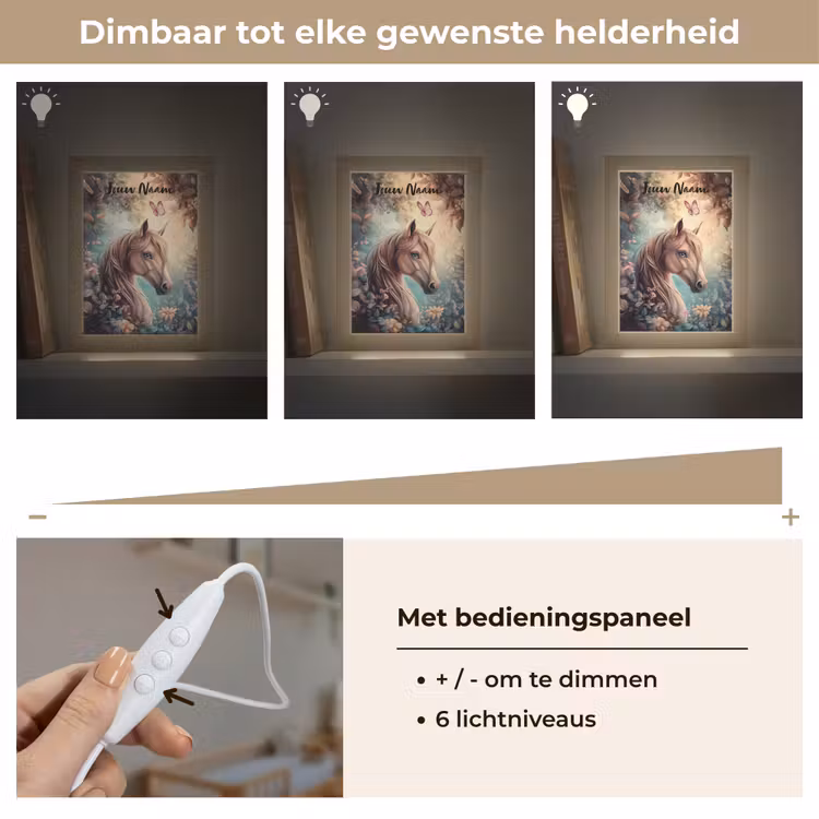 Nachtlampje met naam - Paard - Bloemen - Vlinders — 6