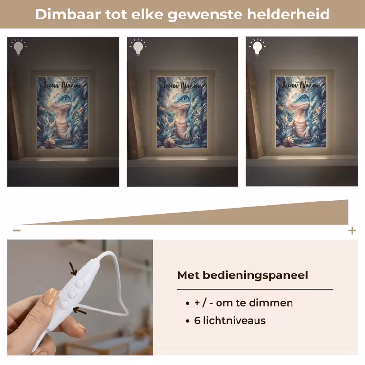 Nachtlampje met naam - Dino - Jungle - Blauw — 6