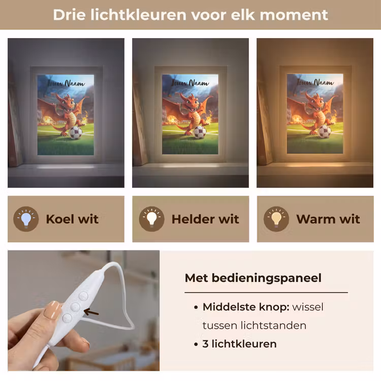 Nachtlampje met naam - Draak - Voetbal - Vuur - Stadion — 5