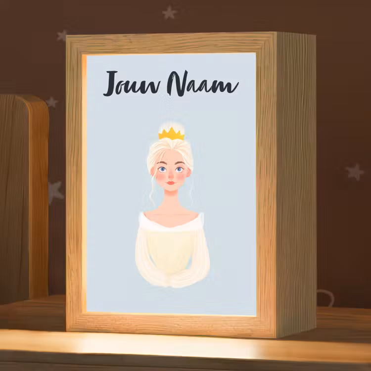 Nachtlampje met naam - Prinses - Blond - Kroon - Minimalistisch — 1