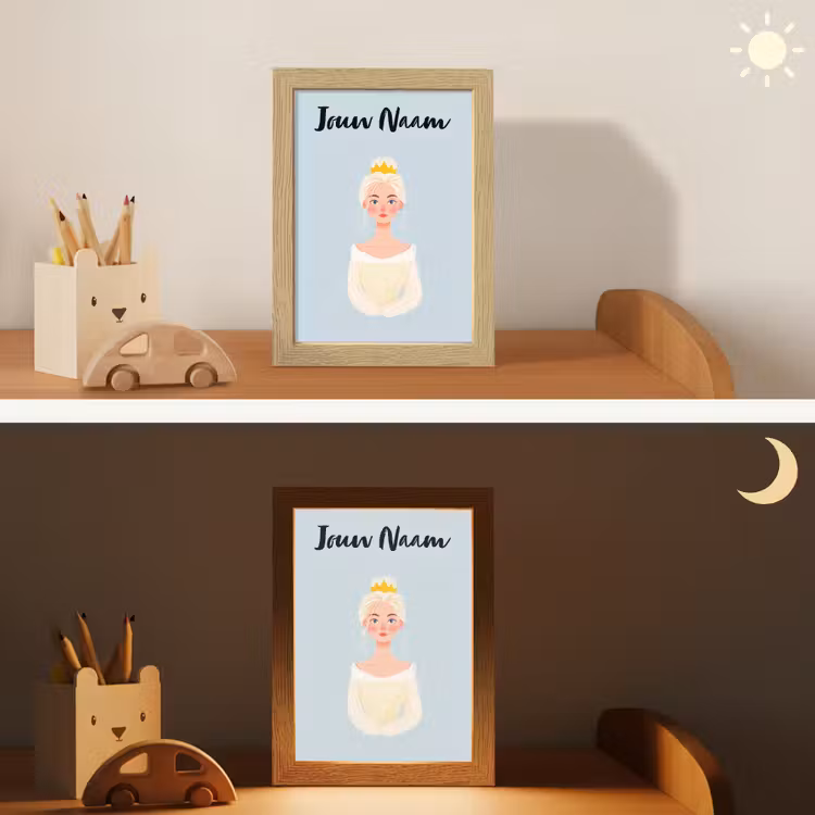 Nachtlampje met naam - Prinses - Blond - Kroon - Minimalistisch — 7