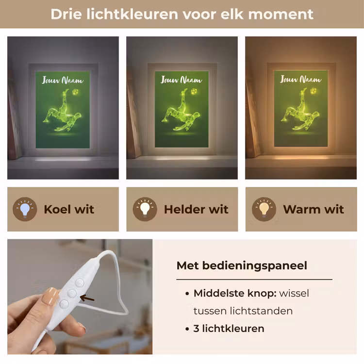 Nachtlampje met naam - Voetbal - Groen - Omhaal — 5