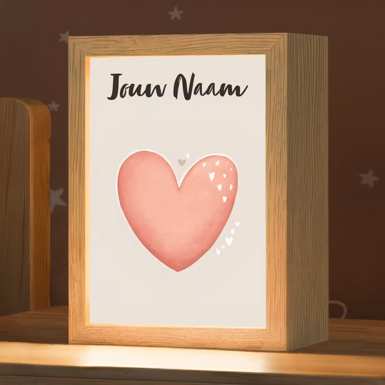 Nachtlampje met naam - Hart - Rood - Minimalistisch — 1