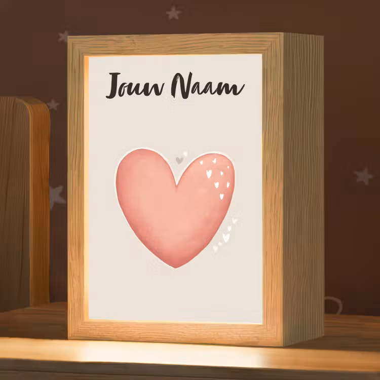 Nachtlampje met naam - Hart - Rood - Minimalistisch — 1