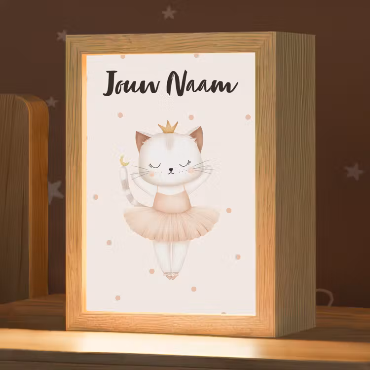 Nachtlampje met naam - Kat - Tutu - Kroontje - Stippen — 1