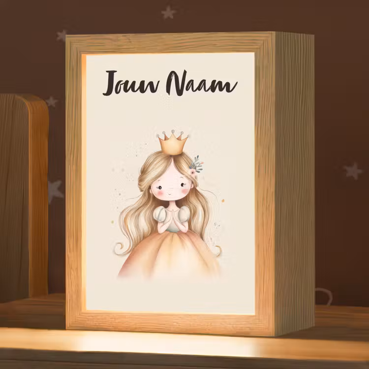 Nachtlampje met naam - Kroon - Prinses - Bloem - Jurk — 1