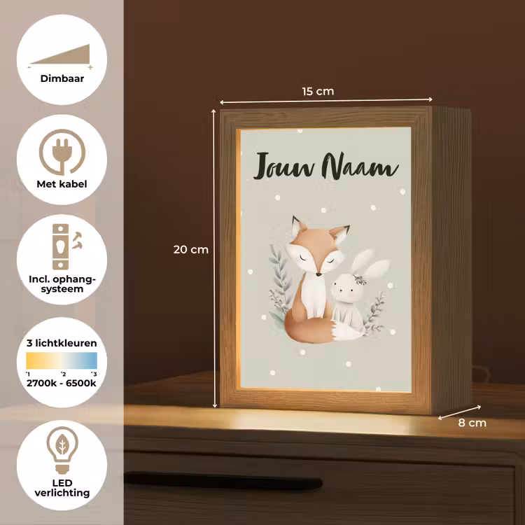 Nachtlampje met naam - Minimalistisch - Dieren - Bladeren - Stippen — 2