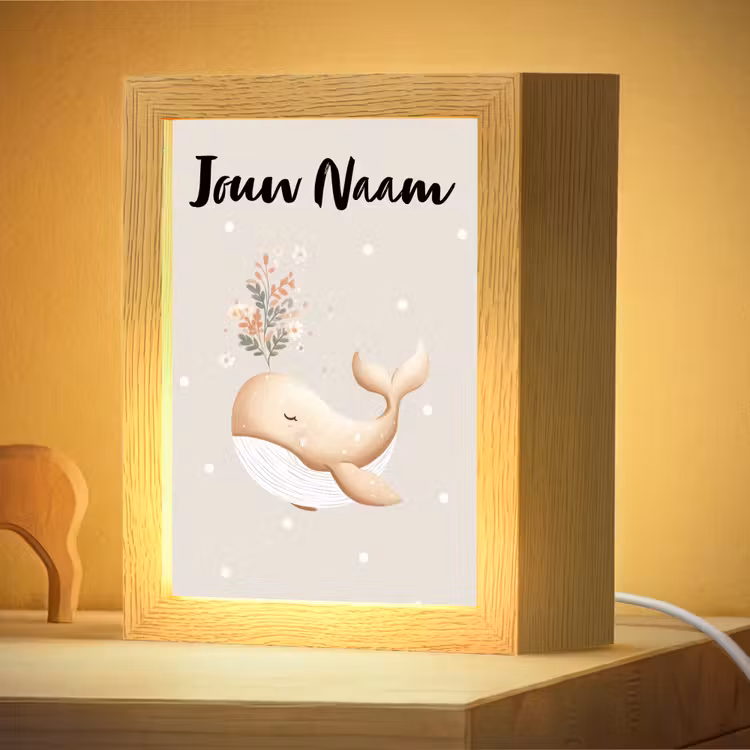 Nachtlampje met naam - Minimalistisch - Walvis - Bloemen - Stippen — 4