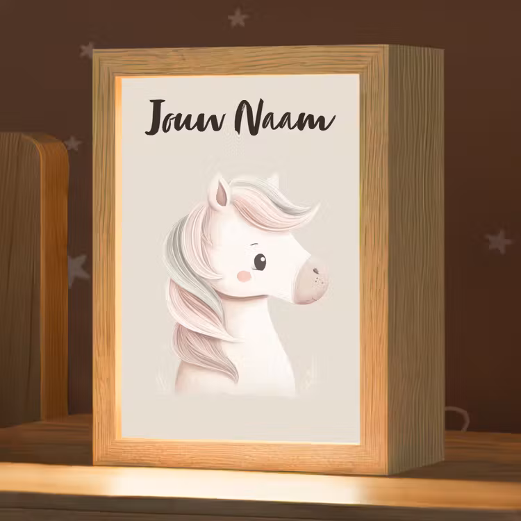 Nachtlampje met naam - Pony - Beige - Manen - Pastel — 1