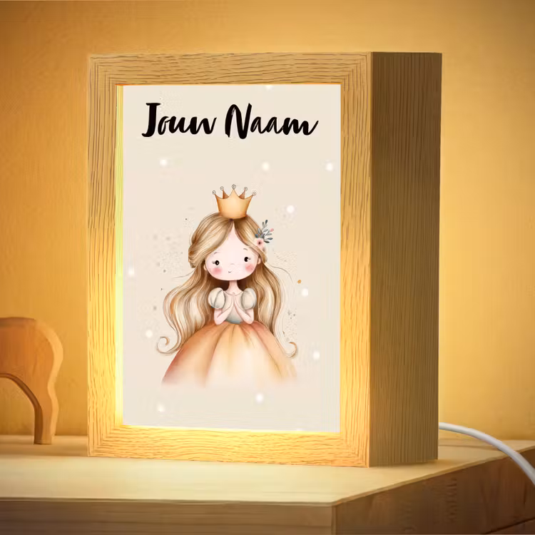 Nachtlampje met naam - Prinses - Kroon - Bloem - Stippen — 4