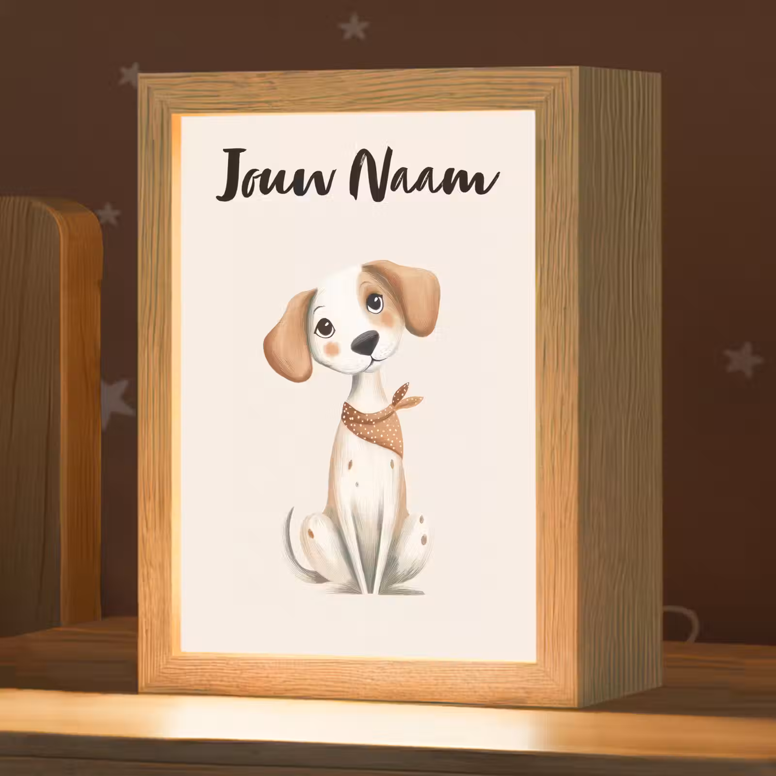 Nachtlampje met naam - Hond - Pup - Beige — 1