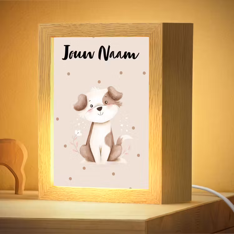 Nachtlampje met naam - Hond - Gevlekt - Bruin - Stippen — 4