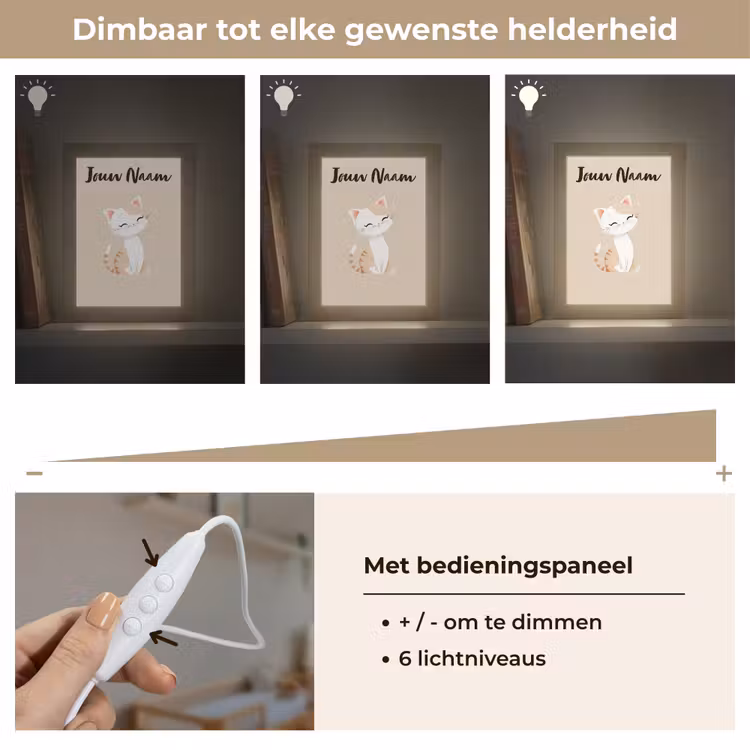 Nachtlampje met naam - Kat - Kitten - Beige — 6