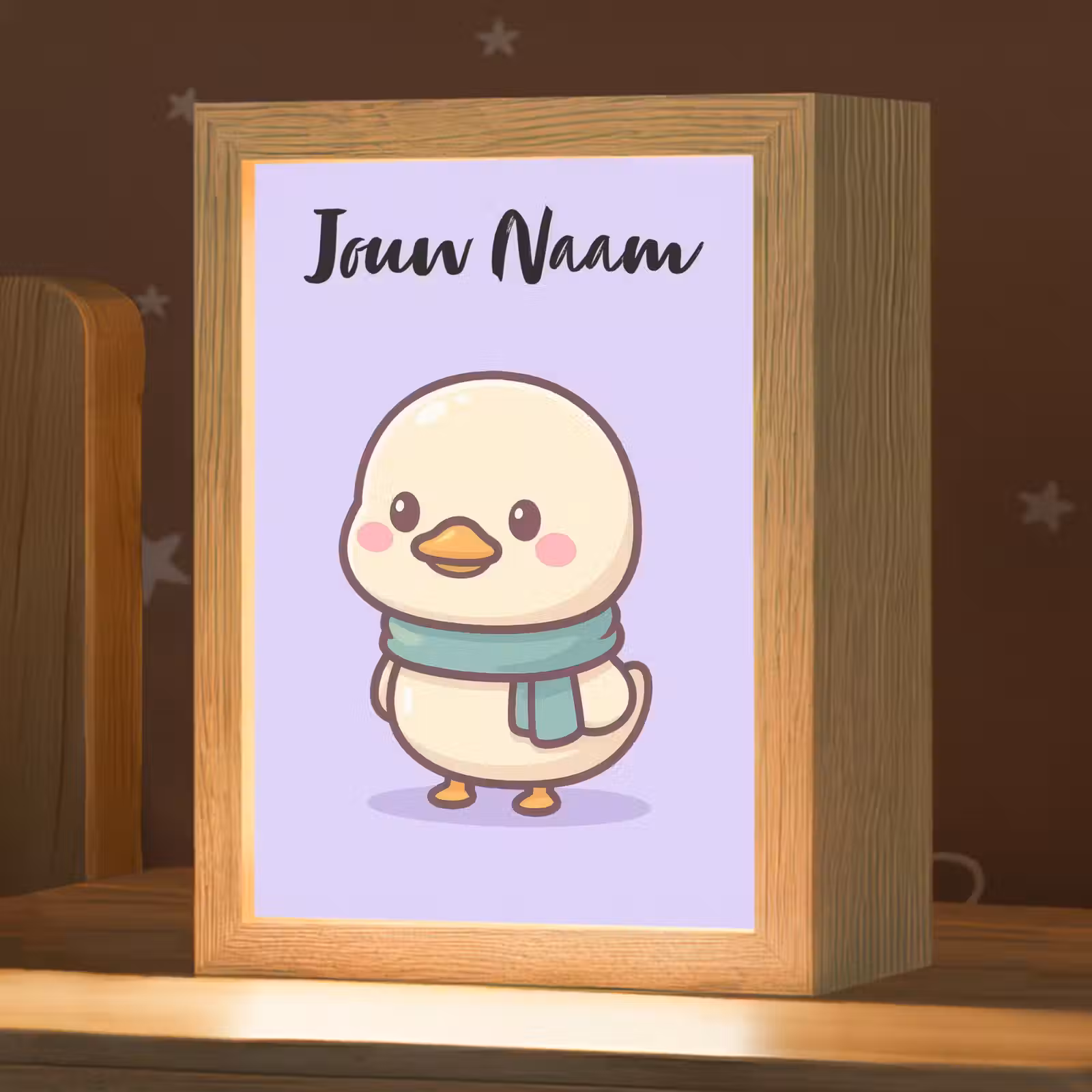 Nachtlampje met naam - Eend - Paars - Sjaal — 1