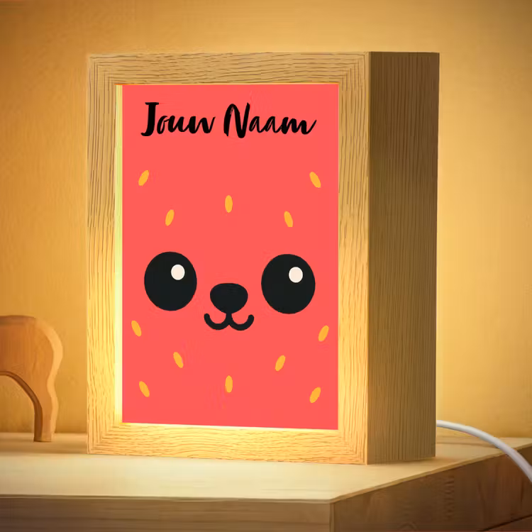 Nachtlampje met naam - Aardbei - Gezichtje - Rood — 4
