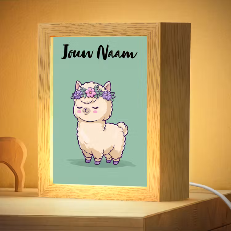 Nachtlampje met naam - Alpaca - Bloemendiadeem - Groen — 4