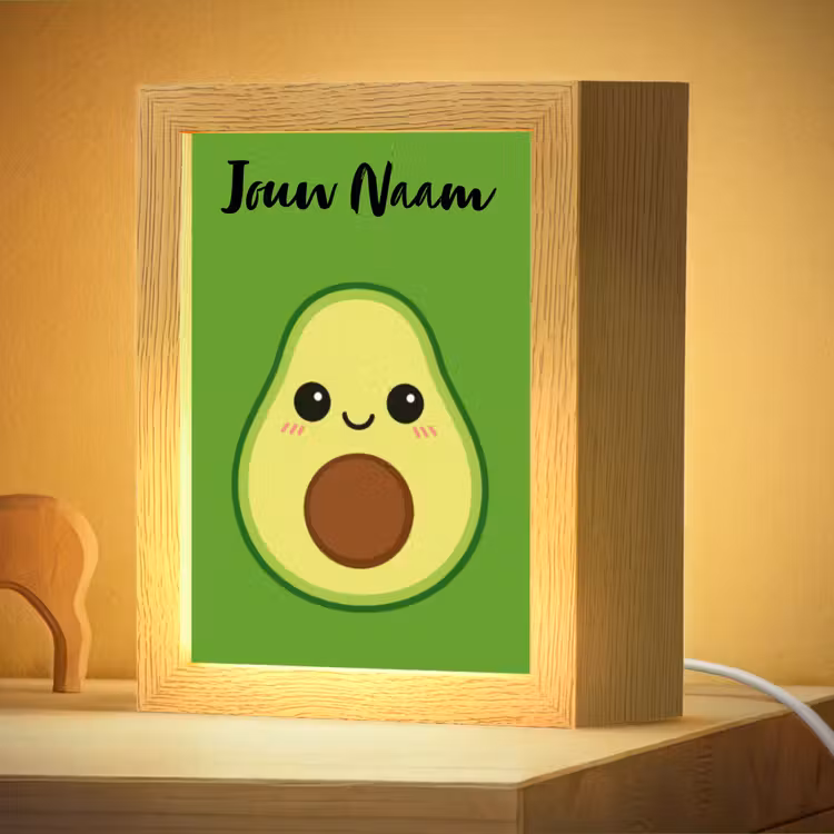 Nachtlampje met naam - Avocado - Groen - Pit - Gezichtje — 4