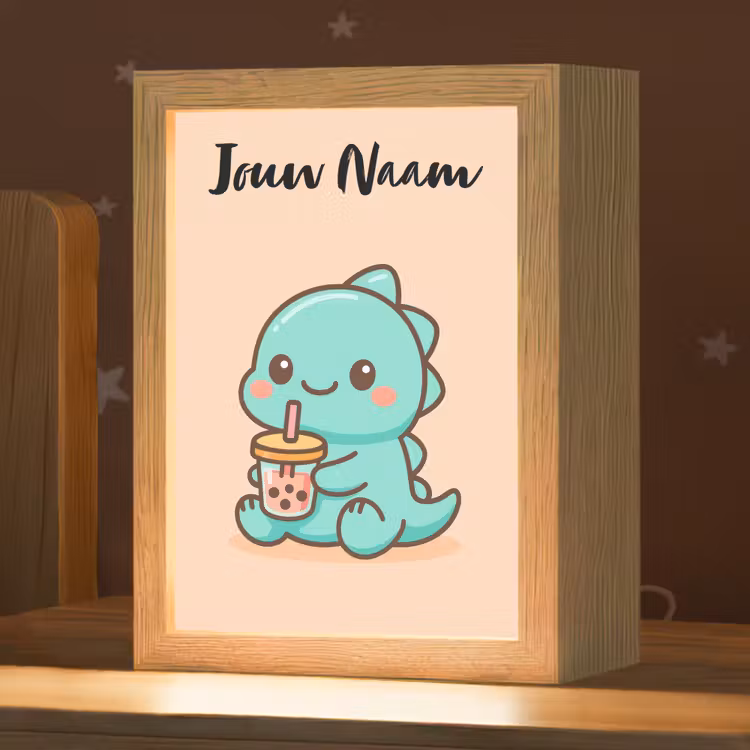 Nachtlampje met naam - Dino - Boba - Turquoise — 1