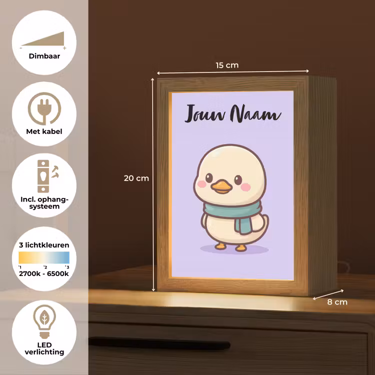 Nachtlampje met naam - Eend - Paars - Sjaal — 2