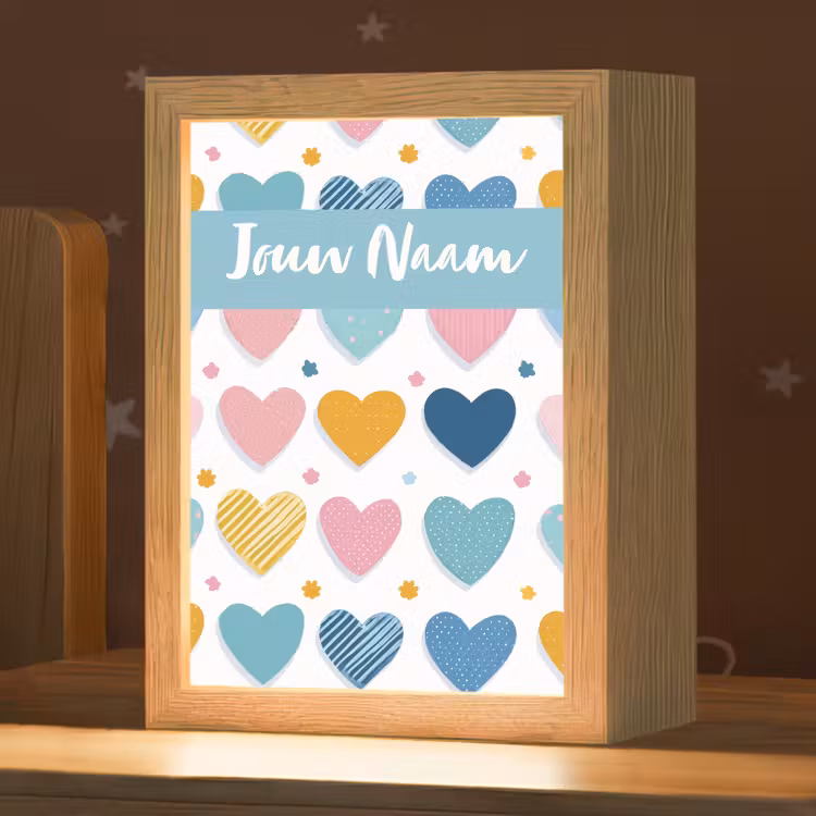 Nachtlampje met naam - Hartjes - Pastel - Patroon — 1