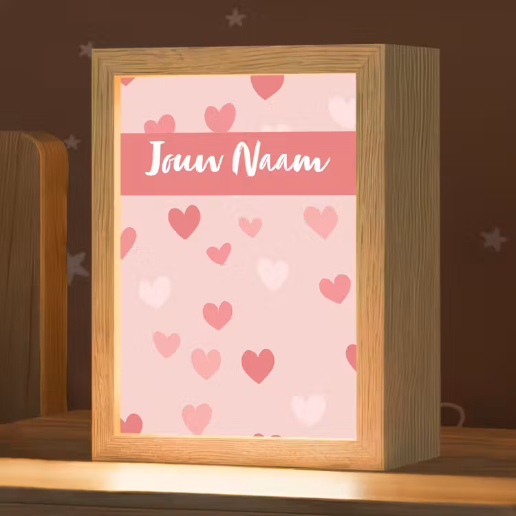 Nachtlampje met naam - Hartjes - Patroon - Roze — 1