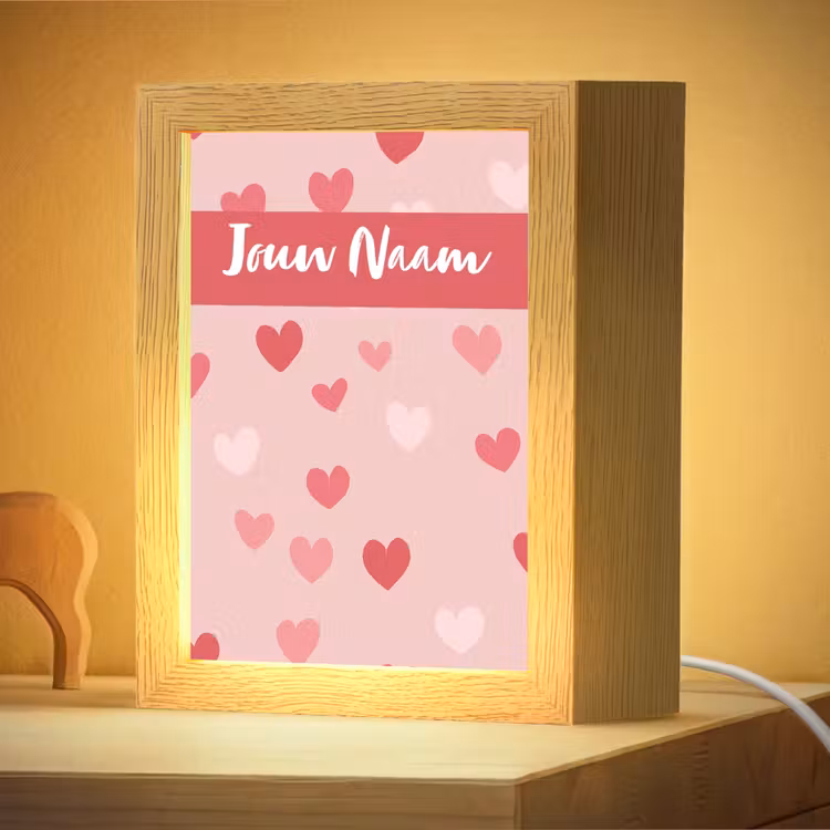 Nachtlampje met naam - Hartjes - Patroon - Roze — 4