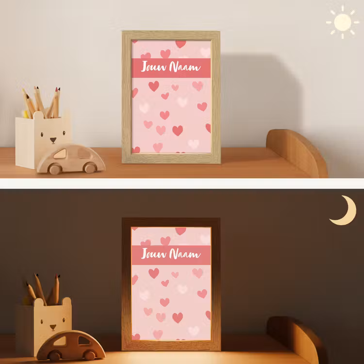 Nachtlampje met naam - Hartjes - Patroon - Roze — 7