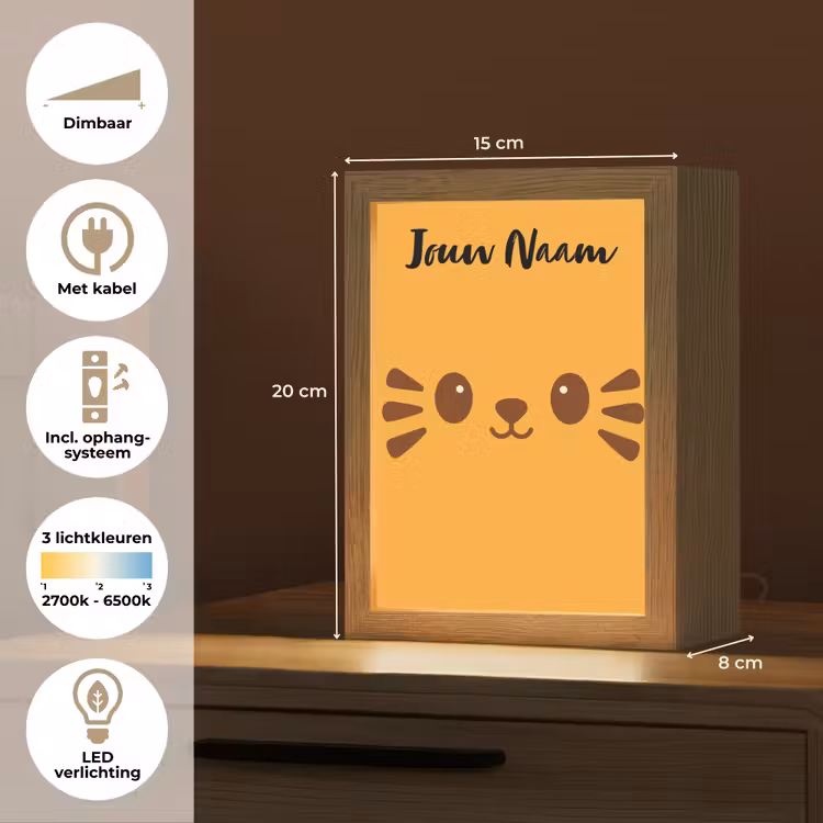 Nachtlampje met naam - Kat - Minimalistisch - Oranje - Vrolijk — 2