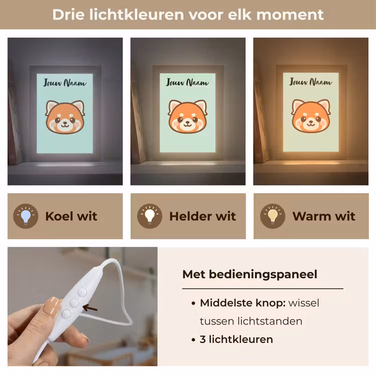 Nachtlampje met naam - Panda - Groen - Cartoon — 5