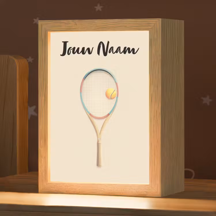 Nachtlampje met naam - Tennisracket - Bal - Beige — 1