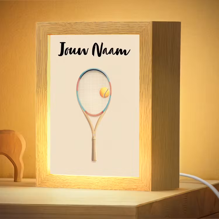 Nachtlampje met naam - Tennisracket - Bal - Beige — 4