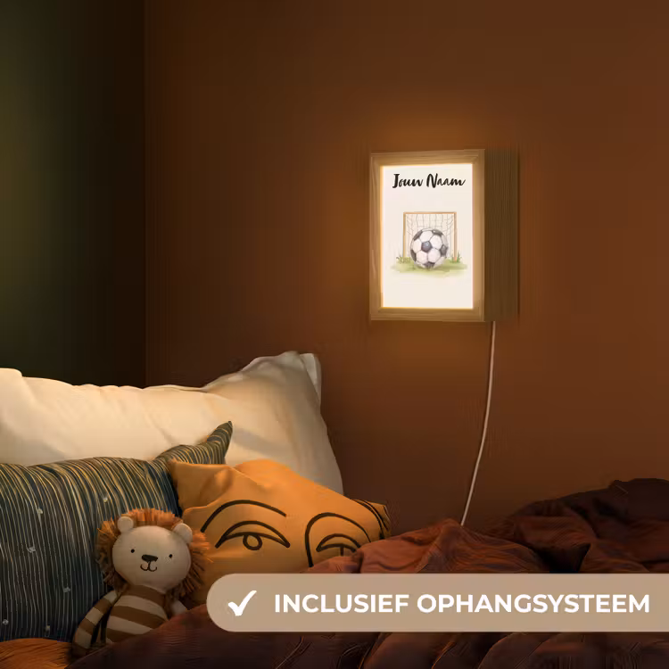 Nachtlampje met naam - Voetbal - Goal - Gras - Beige — 3
