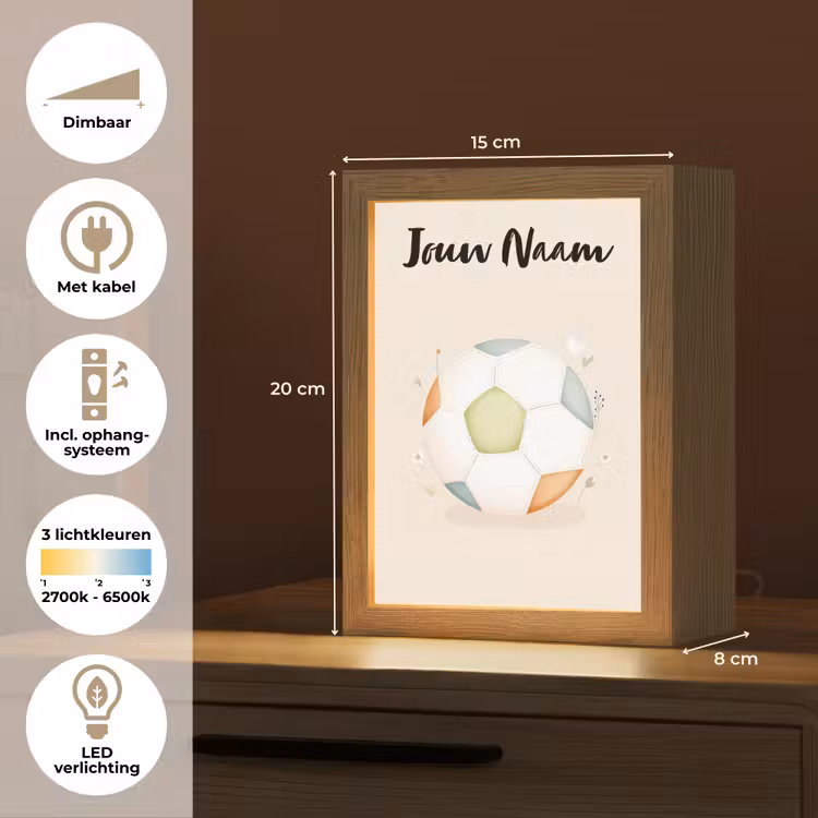Nachtlampje met naam - Voetbal - Rond - Pastel — 2