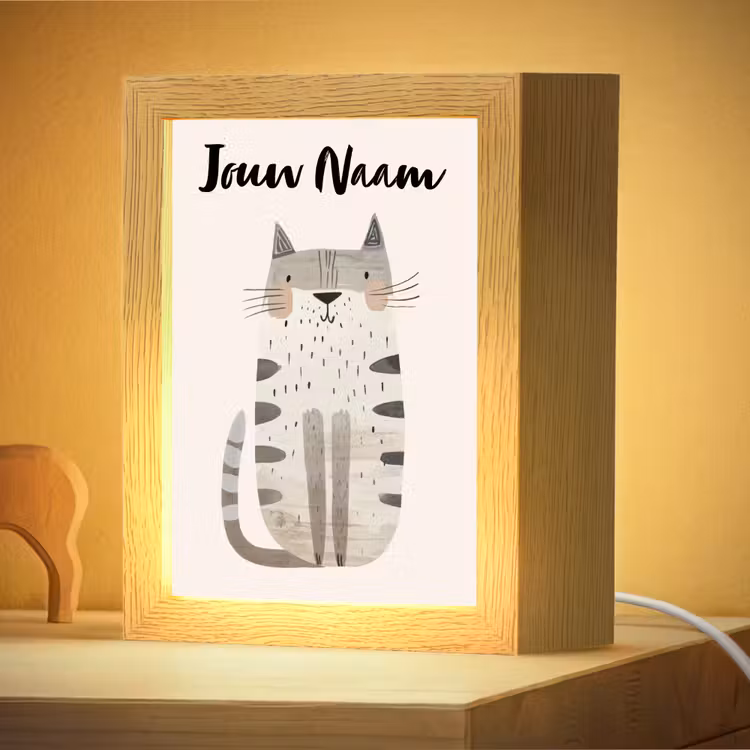 Nachtlampje met naam - Kat - Dieren - Beige — 4