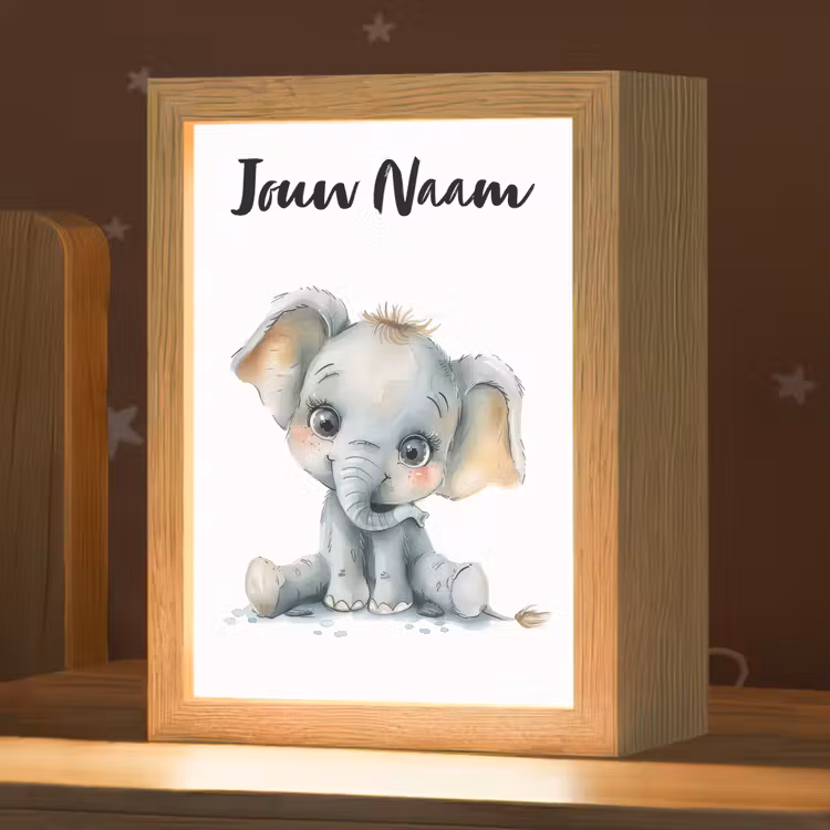 Nachtlampje met naam - Olifant - Baby dier — 1