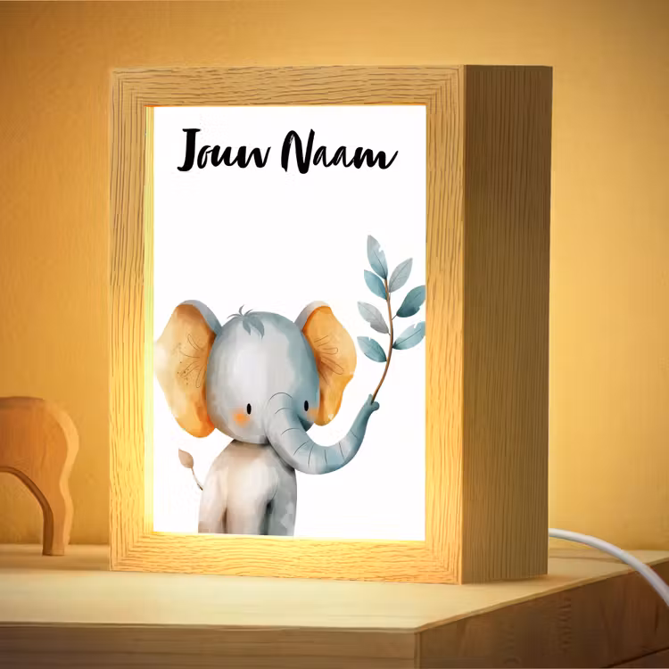 Nachtlampje met naam - Olifant - Dier - Pastel kleuren — 4