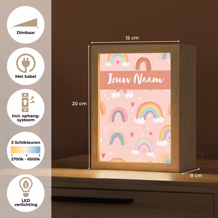 Nachtlampje met naam - Regenboog - Patroon - Pastel — 2