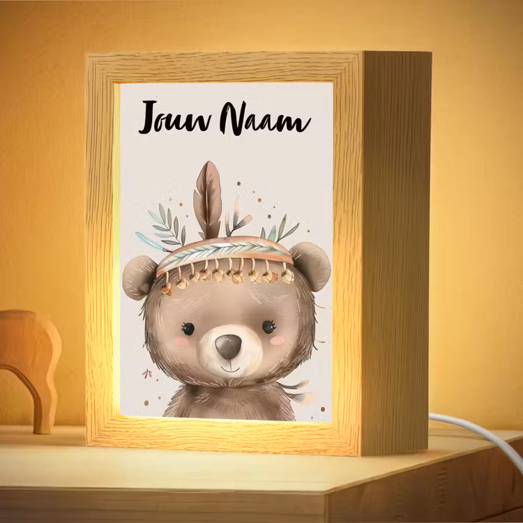 Nachtlampje met naam - Beer - Boho - Indianentooi - Dieren — 4